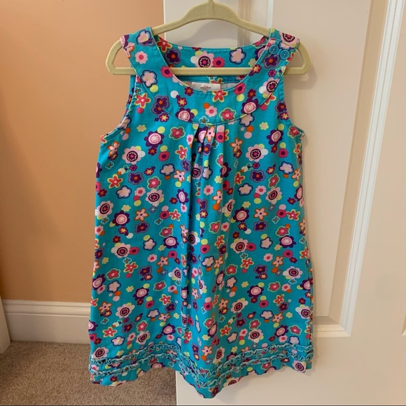 Hanna Andersson Blue Retro Floral Print Dress 110 - Picture 1 of 2